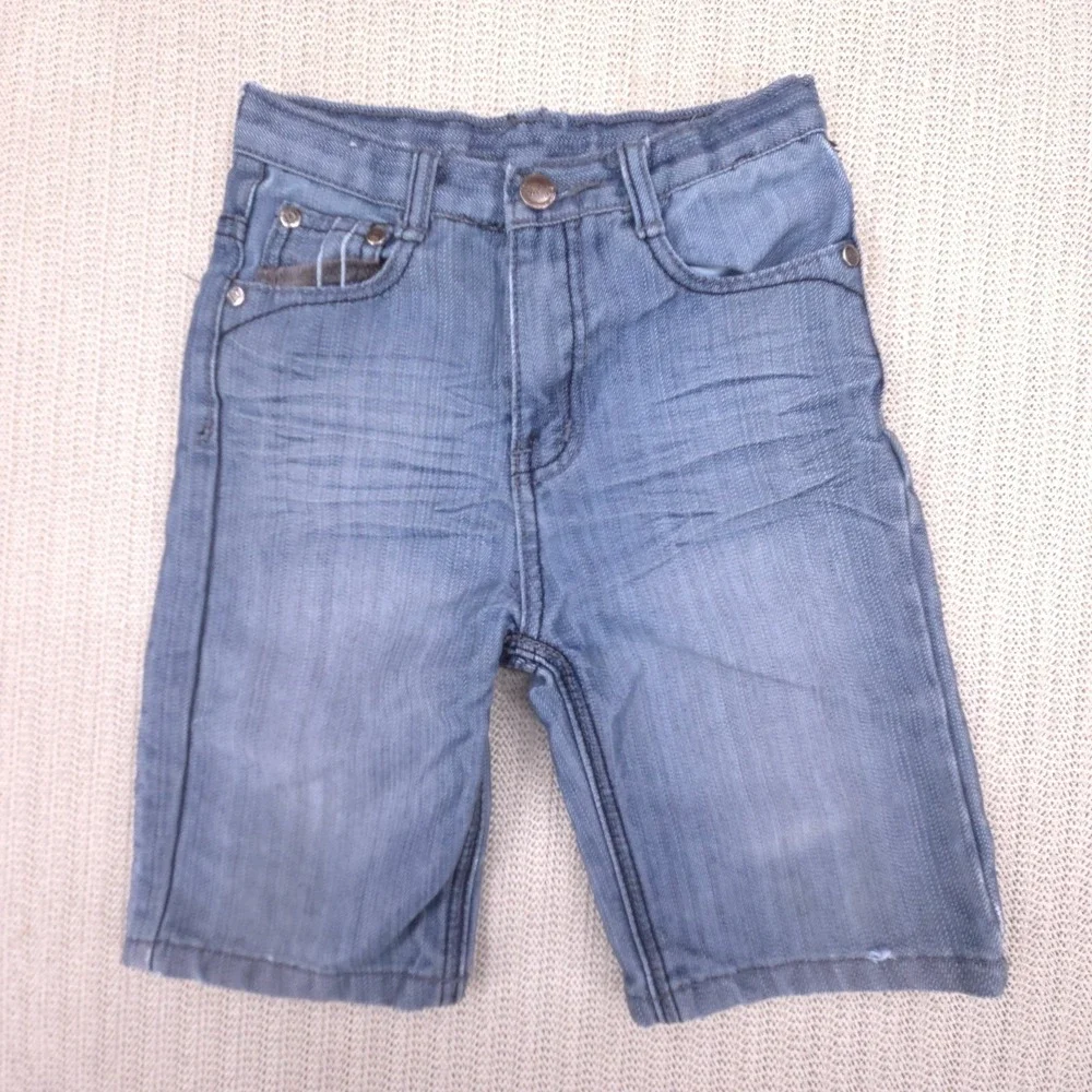 Chams Shorts Boys 4T Blue Gray Denim Baggy Skater Hip Hop Embroidered Pockets‎